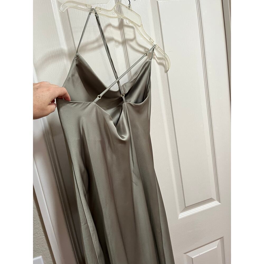 NWT Show me Your Mumu Verona Cowl Dress Miss Green Luxe Satin Large Midi Wedding - Picture 5 of 11
